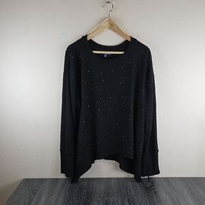 Democracy Black Pullover Lighter Weight Sweater.2X Sequins Sprinkled Front Only.